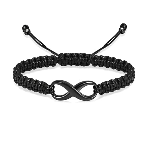 Minicremation Cremation Bracelet for Ashes Infinity Memorial Jewelry Urn Bracelet Braided Rope Adjustable Keepsake Bangle for Women Men Black