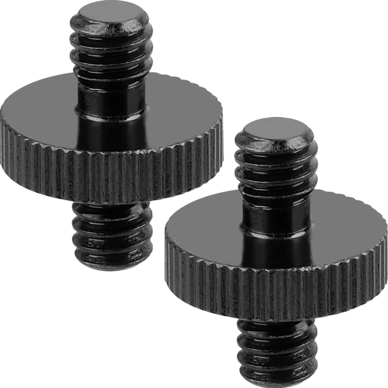 [Australia - AusPower] - 1/4" Male to 1/4" Male Threaded Tripod Screw Adapter Double Head Stud Standard Mounting Thread Converter for Camera Cage Mount Light Stand Monopo Shoulder Rig Tripod Black-2 Packs 2 Packs 