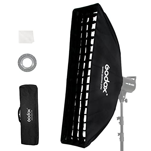 Godox FW22x90CM / 9"x36" Bowens Mount Strip Honeycomb Grid Softbox,Portable Soft Box with Bowens Mount Speedring,Softbox with Grid for Studio Strobe Speedlite Flash Portrait Product Photography