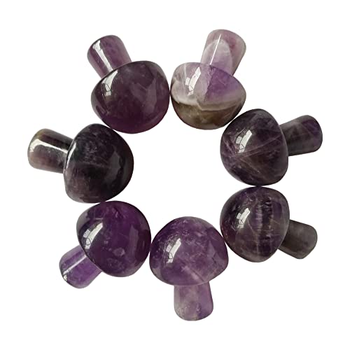 7 Pcs Amethyst Mini Hand Carved Gemstone Mushrooms Crafts Healing Chakra Decor Statue,Mushroom Crafts for Healing Chakra Reiki Balancing Home Decoration 0.8 Inches