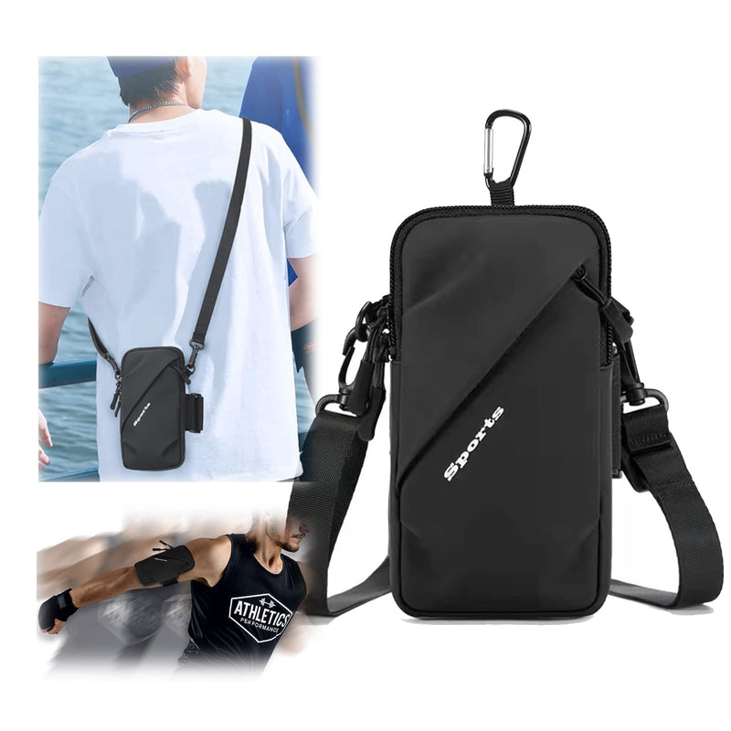 [Australia - AusPower] - Phone Holder, Small Crossbody Shoulder Holsters Bag with Arm Band, Fits iPhone and Android, Use for Running, Walking, Hiking & Biking (6.7 Inches, Black) 