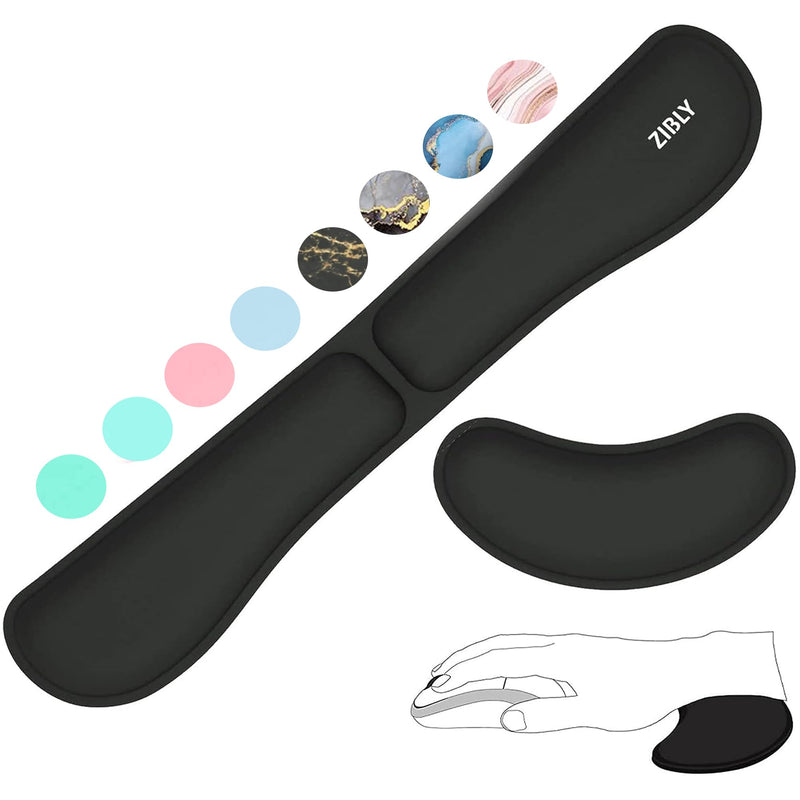 [Australia - AusPower] - Ergonomic Gel Keyboard Wrist Rest & Mousepad Rests for Computer, Silky Memory Foam for Typing, Laptop Keyboard and Mouse Desk Pads Support Hand and Arm, 2 Piece Pad for Office and Travel Black Combo 