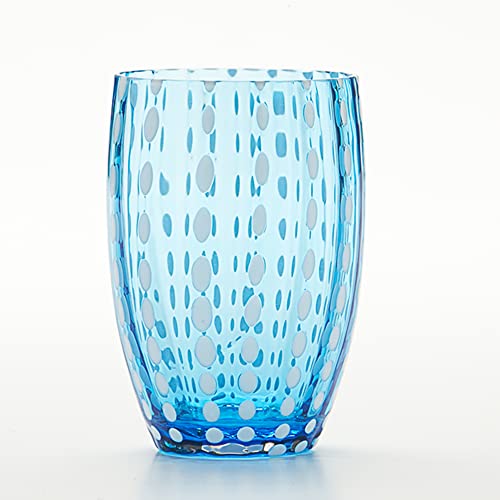 Zafferano Perle Tumbler, Glass, 11oz, Set of 2, Aquamarine