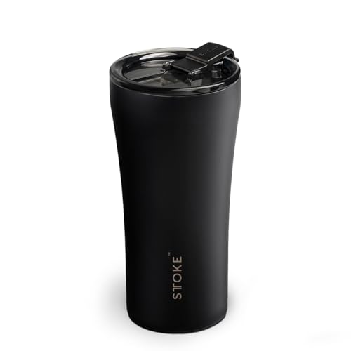Sttoke Leakproof Ceramic Reusable Coffee Cup 16 oz - Luxe Black
