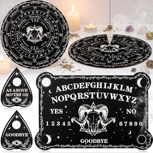 Threan Spirit Board Pendulum Dowsing Planchette Amethyst Set Ram Skull Style