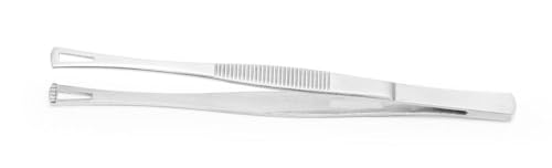 HENDI Universal Tweezers, Square Head, Cooking Tweezers, for Serving, Placing and Turning Food, Dishwasher Safe, 145mm, 18/0 Stainless Steel