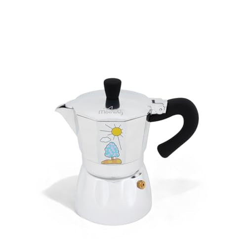 Any Morning Espresso Stovetop Moka Pot, 6 Cup, 8 Oz, Silver (8 Oz) 6 cups