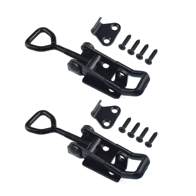 [Australia - AusPower] - 2 PCS Adjustable Metal Toggle Latch Clamps Heavy Duty Quick Release Hasp Latch with Lock Hole 100KG/ 220lbs Holding Capacity Catch Kit for Gate Cabinet Door Box Case, Black, Small 