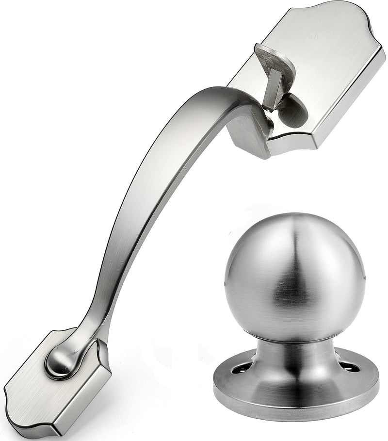 Voltstorm Lower Half Front Entry Handleset with Knob - Front Door Handle 304 Stainless Steel Silver Exterior Door Handle Lock Set