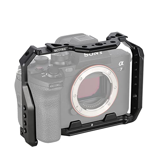 NICEYRIG Compact Cage for Sony Alpha 7V / 7R V/Alpha 7 IV/Alpha 7S III with NATO Rail Double Cold Shoe - 497