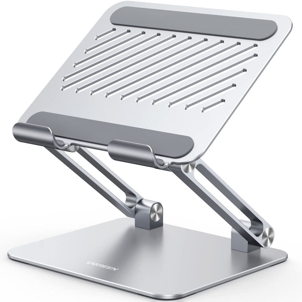 [Australia - AusPower] - UGREEN Tablet Stand Holder for Desk Dual Rod Support Aluminum Tablet Holder Adjustable Dock Multi-Angle Riser Home Office Accessories Compatible with iPad Pro 12.9, iPad Air Mini 6 5 4 3 2 Silver 