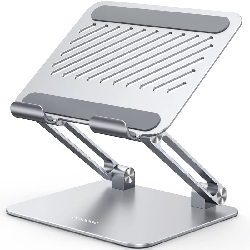 [Australia - AusPower] - UGREEN Tablet Stand Holder for Desk Dual Rod Support Aluminum Tablet Holder Adjustable Dock Multi-Angle Riser Home Office Accessories Compatible with iPad Pro 12.9, iPad Air Mini 6 5 4 3 2 Silver 