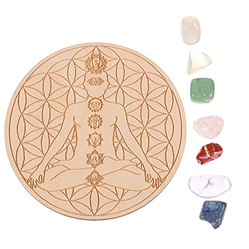 Beaupretty Healing Crystal Grid Board Set Crystal Therapy Set Chakra Stones Balancing Gemstones for Meditation Zen Aura Cleansing Rose Box