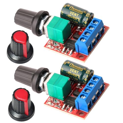Gebildet PWM Motor Speed Controller, DC 5V-35V 5A Adjustable Reversible, DC 6V 12V 24V 35V Variable Voltage Regulator Dimmer Controller Switching with Switch Function and LED Display Pack of 2