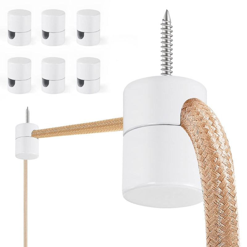 [Australia - AusPower] - 6 Pack Aluminum Swag Hooks for Ceiling Hanging, Swag Hook Super Load, White Ceiling Hooks for Hanging Lights, Ceiling Hook, Modern Ceiling Hooks for Pendant Light- Easy to Use White-Swag Hooks-6 Pack 