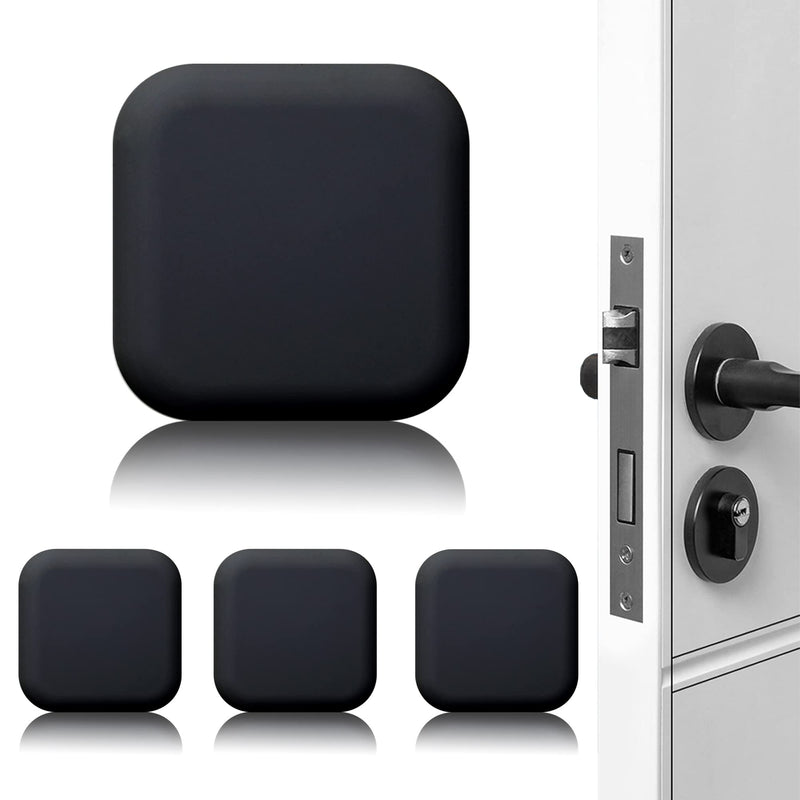 [Australia - AusPower] - XoYoZo Door Stoppers Wall Protector Buffer Guard Doorknob Door Handle Bumper Self Adhesive Silencer Soft Rubber Crash Pad for Home Office Square-Black 