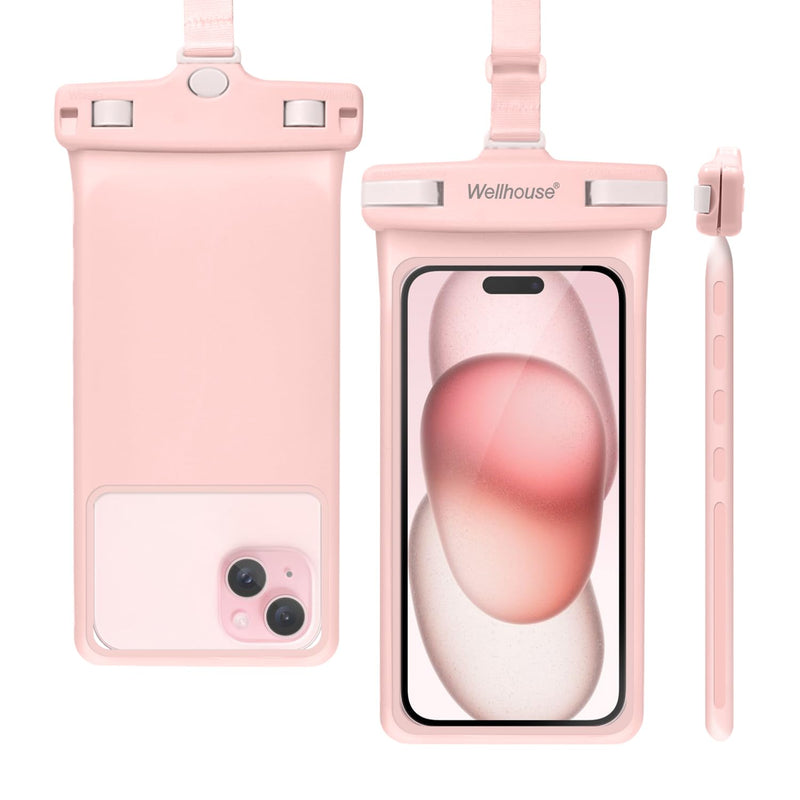 [Australia - AusPower] - wellhouse Waterproof Phone Pouch, Waterproof Phone Case for iPhone 15 14 13 12 Pro Max XS Samsung, IPX8 3D Cellphone Dry Bag Beach Essentials Pink 1Pack 7.0" 1 Pack - Pink7.0" 