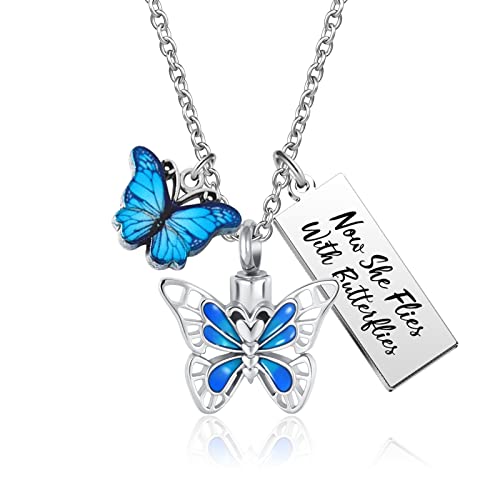 Dragonfly Butterfly Cat Fish Urn Necklace for Ashes Animal Cremation Jewelry Keepsake Memory Jewelry for Women Girls