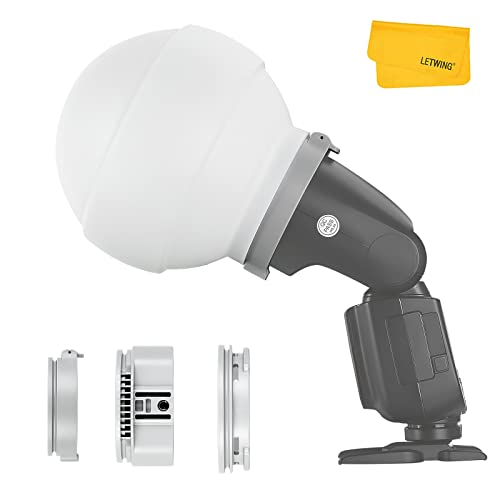 Godox ML-CD15 Diffusion Dome w/3 adapters, Flash Light Diffuser, Fit for Godox V1 Pro V1 AD100 Pro AD200Pro AD300Pro AD400Pro V860III V860II V850III TT685II TT600 TT600S AD200 ML60II Bi ML30 ML60, etc