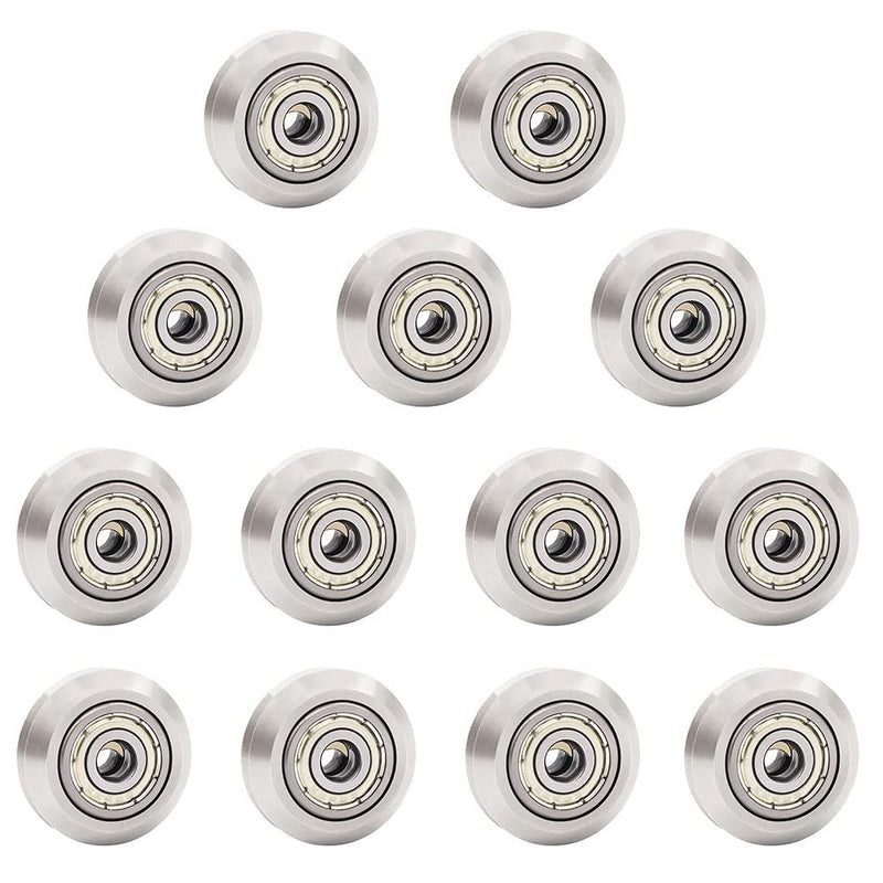 Openbuilds Stainless Steel V-Slot Wheel - 625zz Bearing Pulley Metal Double V Gear Aluminum Extrusion 3D Printer Parts [13pcs of Pack] W Wheel 13