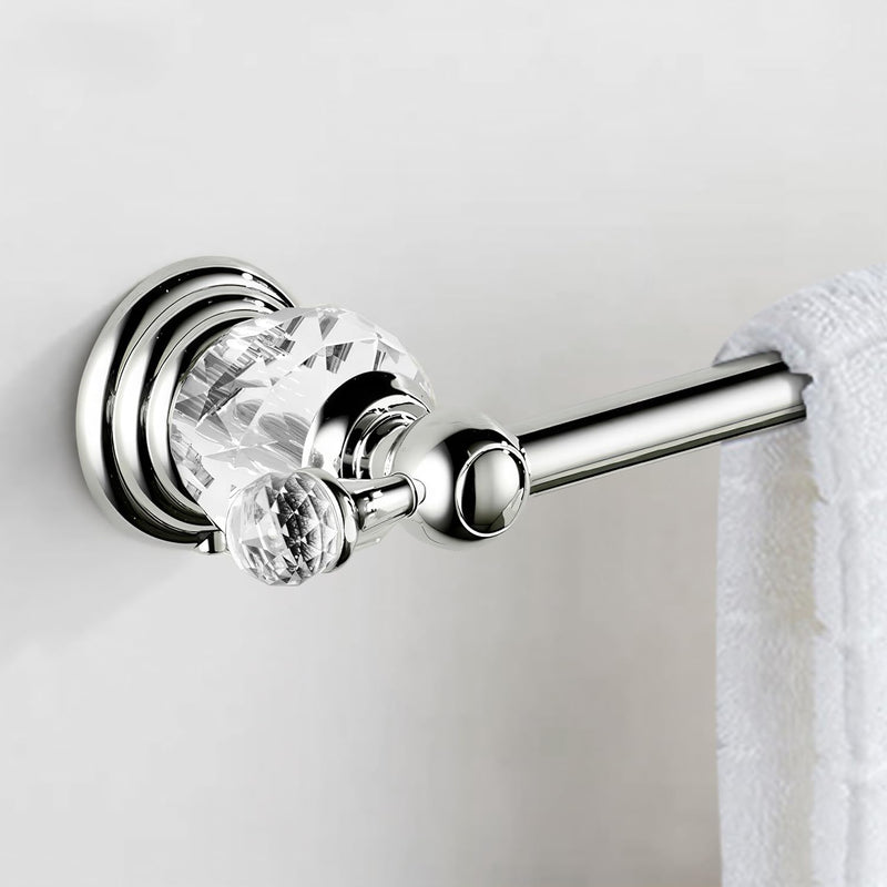 WOLIBEER Crystal Towel Bar,Chrome Towel Holder Adjustable Towel Rack Rod Expandable Stainless Steel Bathroom Accessories Wall Mounted Chrome