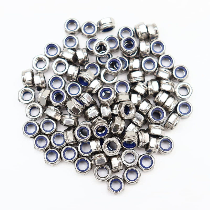 [Australia - AusPower] - M5x0.8mm Nylon Insert Hex Lock Nuts 100 Pack 304 Stainless Steel DIN985 Self-Locking Nylon Lock Nuts Plain Finish for Industrial Construction Fasteners M5x0.8mm, 100 Pack 