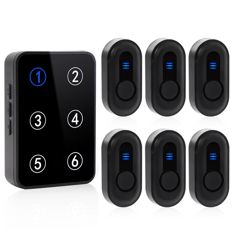 [Australia - AusPower] - Wireless Caregiver Pager Call Button Nurse Call System 500Ft Range with LED Number Display for Elderly/Patient/Disabled at Home/Hospital/Clinic(6 Waterproof Call Button & 1 Receiver) 6 call button + 1 receiver 