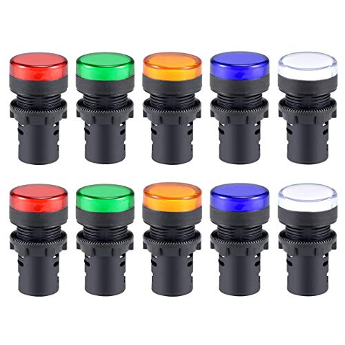 GTIWUNG Pack of 10 AC DC 24V Energy-Saving LED Indicator Signal Light, LED Indicator Light, Control Light, 22mm Thread