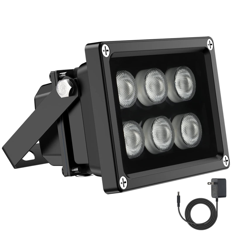 [Australia - AusPower] - Univivi Infrared Illuminator, 850nm 6 LEDs 90 Degree Wide Angle IR Illuminator for Night Vision, Waterproof LED Infrared Light for CCTV Security Camera, with Power Adapter, Black Black-6W 