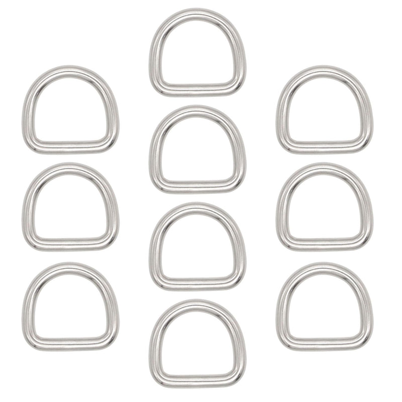 [Australia - AusPower] - 10 Pcs 304 Stainless Steel Heavy Duty Welded D Ring Solid Metal D Rings for Camping Belt, Dog Leashes Hardware 5mm×25mm×22mm 