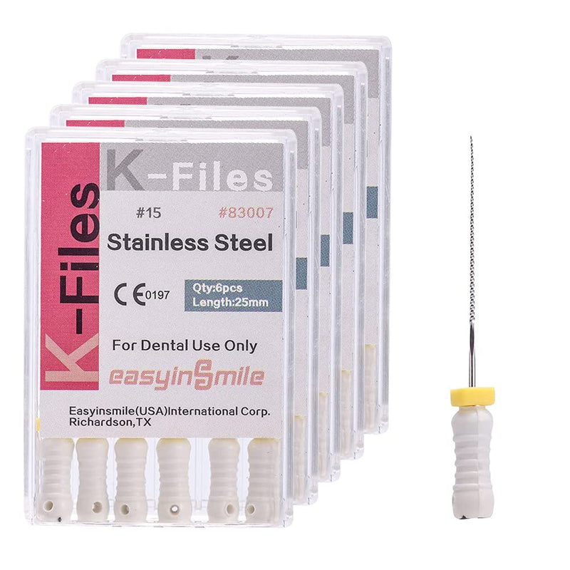 [Australia - AusPower] - Dental 5 Boxes Endodontic Root Canal Hand K Files Stainless Steel Endo Root Canal Files (15#) 15# 