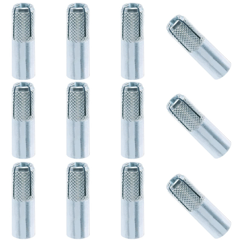 [Australia - AusPower] - Swpeet 12Pcs 3/8 Inch Premium Zinc Plated Carbon Steel Concrete Knurled Drop in Anchors Assortment Kit, Expansion Screws Internal Forced Expansion Bolts for Solid Concrete 