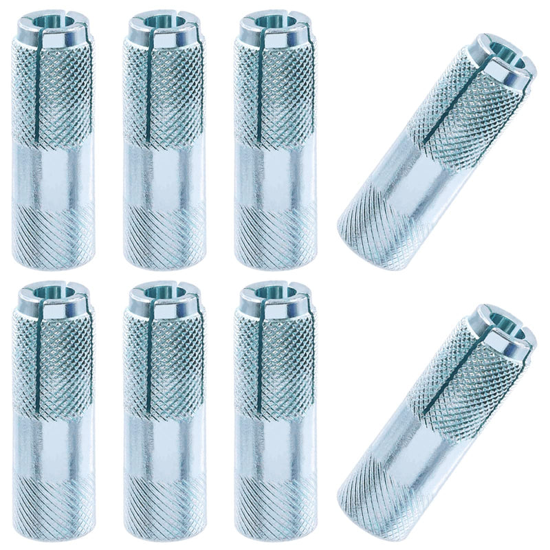 [Australia - AusPower] - Swpeet 8Pcs 1/2 Inch Premium Zinc Plated Carbon Steel Concrete Knurled Drop in Anchors Assortment Kit, Expansion Screws Internal Forced Expansion Bolts for Solid Concrete 