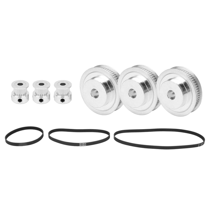 [Australia - AusPower] - 2GT Synchronous Wheel, 6PCS Set 20&60 Teeth Synchronous Wheel 8mm Bore Aluminum Timing Pulley with Width 6mm Length 200/280/400/mm Timing Belt 