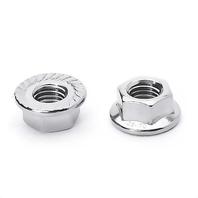 [Australia - AusPower] - 8 Pieces M10 x 1.25mm Serrated Flange Nut Hex Lock Nuts, Fine Thread, Stainless Steel 304 