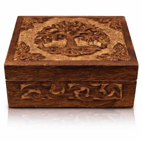 Handmade Wooden Jewelry & Keepsake Box, Decorative Storage Box, 8 x 6 Inch Antique Finish