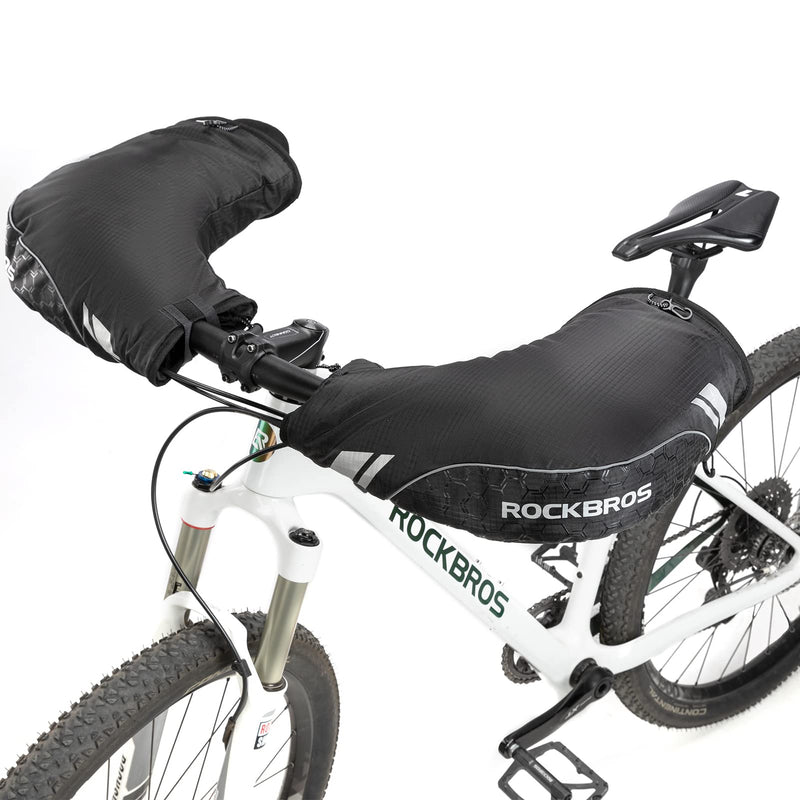 [Australia - AusPower] - ROCKBROS Handlebar Covers Mountain Bike Bicycle Handlebar Warmers Cold Weather Bike Pogies Windproof Thinsulate Thermal Winter Handlebar Gloves for Mountain Bikes, ATV, Snow Mobile, Motorcycles 