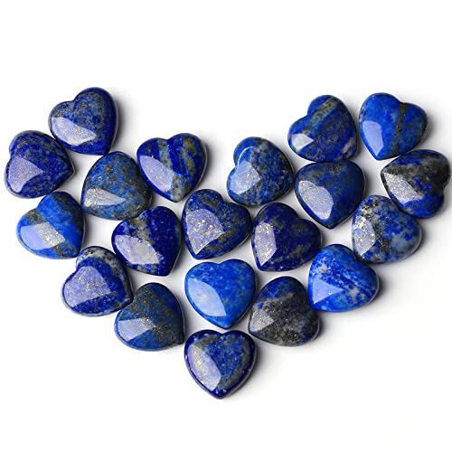 QINJIEJIE 10 PCS Lapis Lazuli Natural Heart Crystals Set Thicken Heart 10pcs