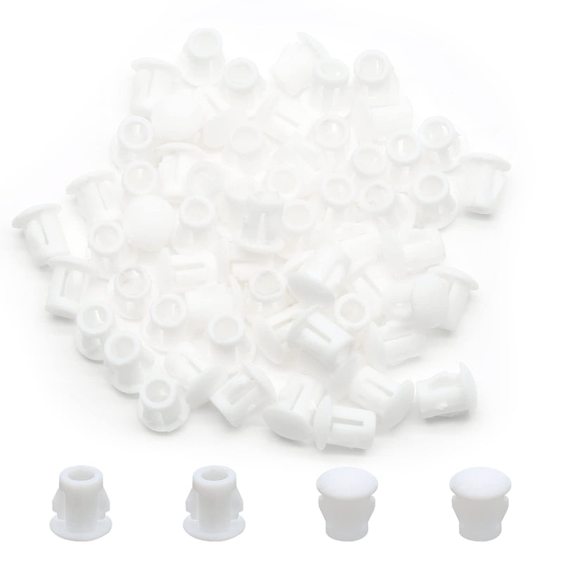 [Australia - AusPower] - 100PCS 5mm/0.19" White Hole Plugs Plastic Flush Type Hole Plugs Snap in Locking Hole Tube, Furniture Fencing Post Pipe Insert End Caps (White) 5mm (0.19") 