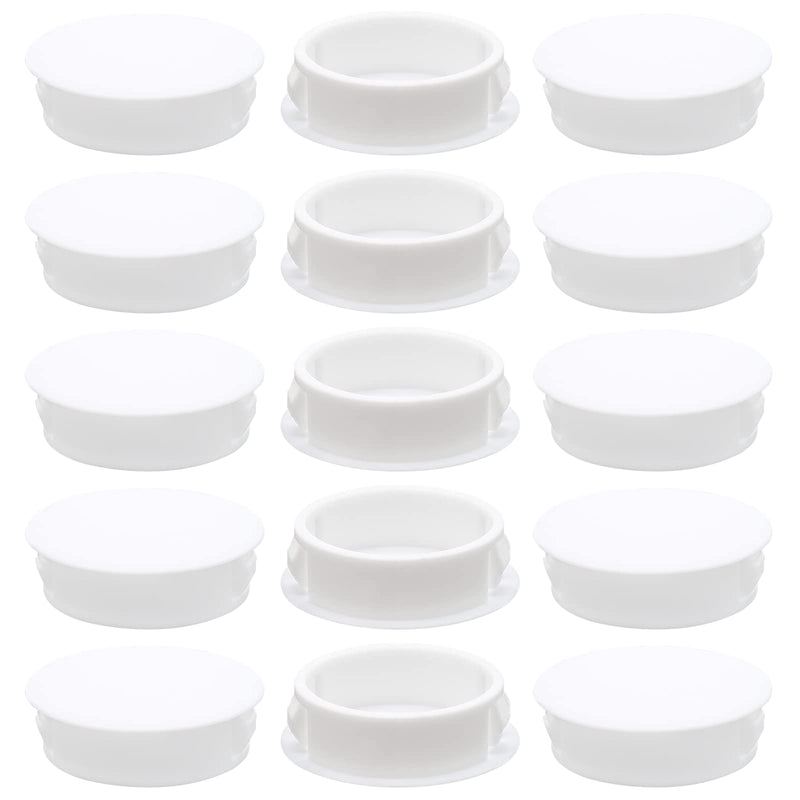 [Australia - AusPower] - 15PCS 32mm(1 1/4) White Hole Plugs Plastic Flush Type Hole Plugs Snap in Locking Hole Tube, Furniture Fencing Post Pipe Insert End Caps (White) 32mm (1 1/4") 