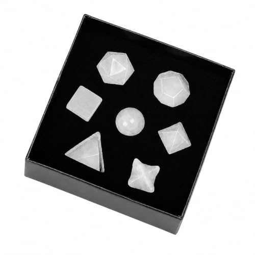 rockcloud Platonic Solids Sacred Geometry with Merkaba Star Set Clear Rock Quartz