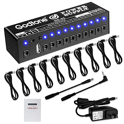 Guitar Pedal Power Supply 10 Way DC Outputs for 9V 12V 18V Effect Pedal with USB(5V2A) Port GD-02 US GD-02 with USB