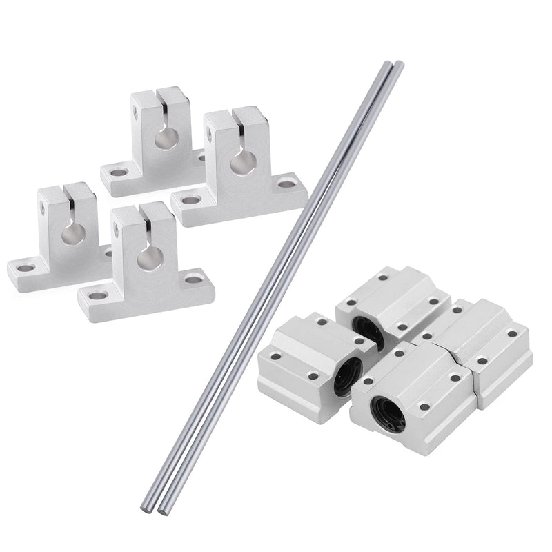 [Australia - AusPower] - 400mm D8 Linear Motion Rod Shaft Guide Set,2x400mm Linear Motion Rod Shaft Guide,4pcs Linear Slide Blocks and 4pcs SK8 Shaft Support for 3D Printer and DIY CNC Machine 8pcs 400mm 