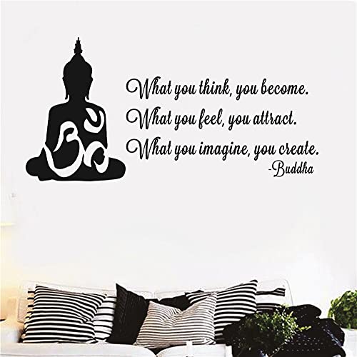 Buddha Quotes Wall Sticker, Om Symbol Meditation Spiritual Vinyl TM-106 Black