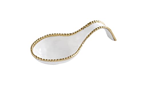 Pampa Bay Golden Salerno Spoon Rest White with Gold trim