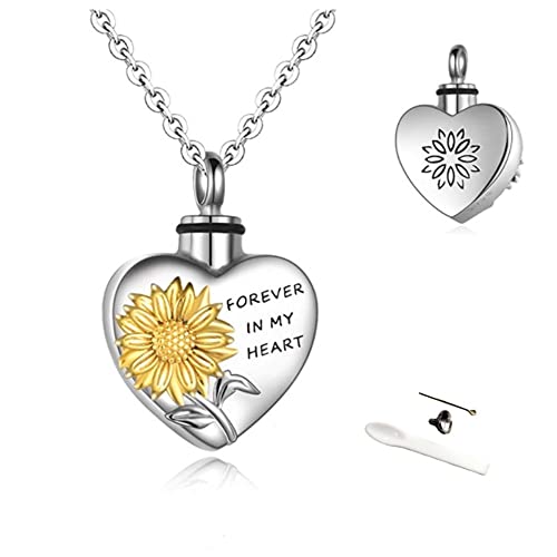 Cremation Jewelry Urn Necklace for Ashes for Women Memorial Ashes Necklace Sunflower