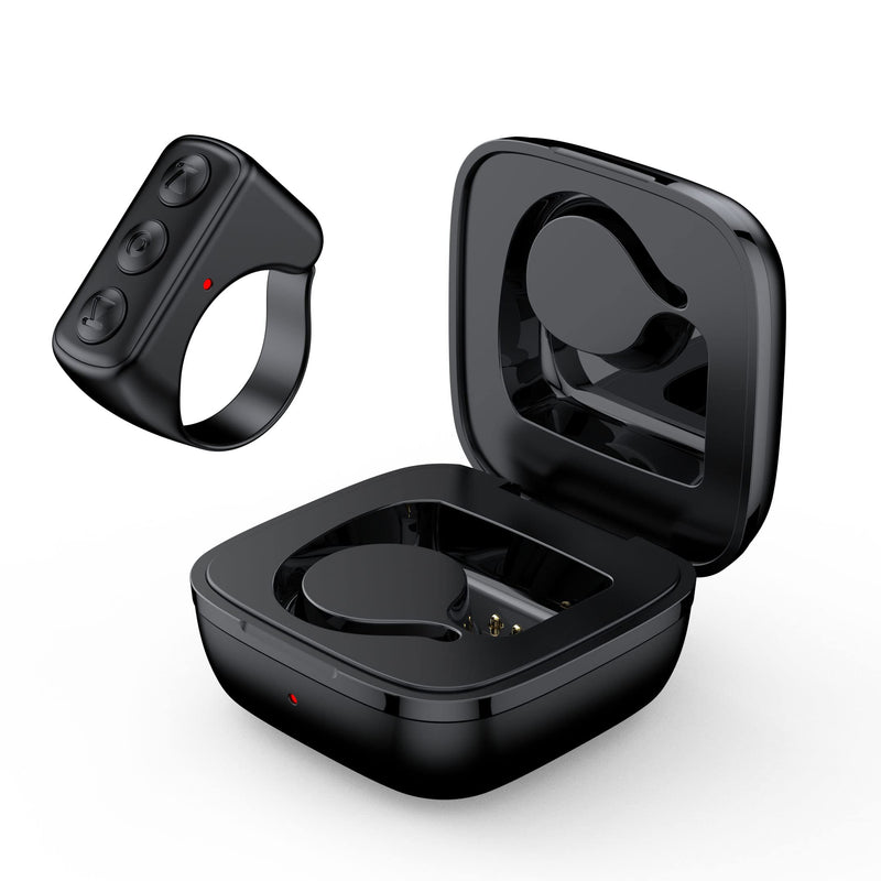 [Australia - AusPower] - TikTok Scrolling Ring Remote Control Kindle App Page Turner Bluetooth Camera Video Recording Remote TIK Tok Scrolling Ring for iPhone, iPad, iOS, Android (D01, Black) D01 