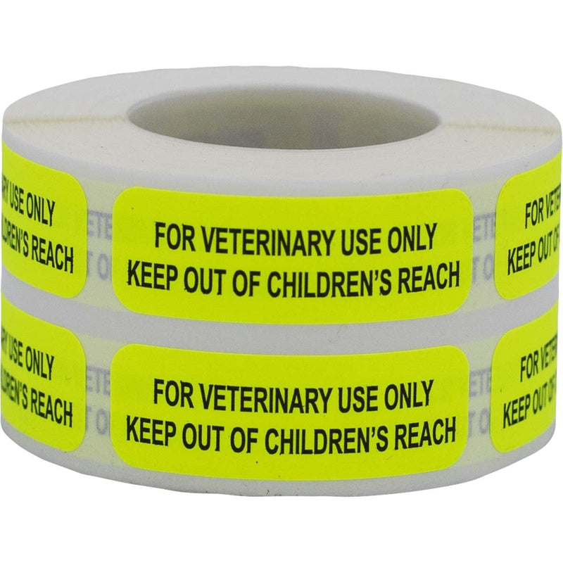 for Veterinary Use Only Keep Out of Children's Reach Veterinary Medical Healthcare Labels .5 x 1.5 Inch 500 Total Stickers