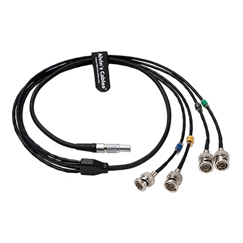 Alvin's Cables Sync Cable for RED Komodo Straight 9 Pin Male to 4 Ports BNC for Timecode in| Timecode Out| Genlock| GPI