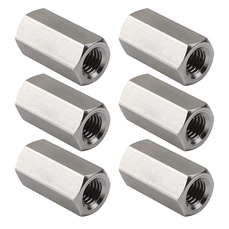 [Australia - AusPower] - M8 X 1.25-Pitch 24mm Length Metric Hex Coupling Nut 304 Stainless Steel Rod Coupling Nuts, 6-Pack 